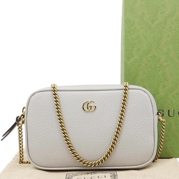 Gucci GG Marmont Super Mini Calfskin Leather Camera Shoulder Bag Grey 772759 - Picture 3 of 14